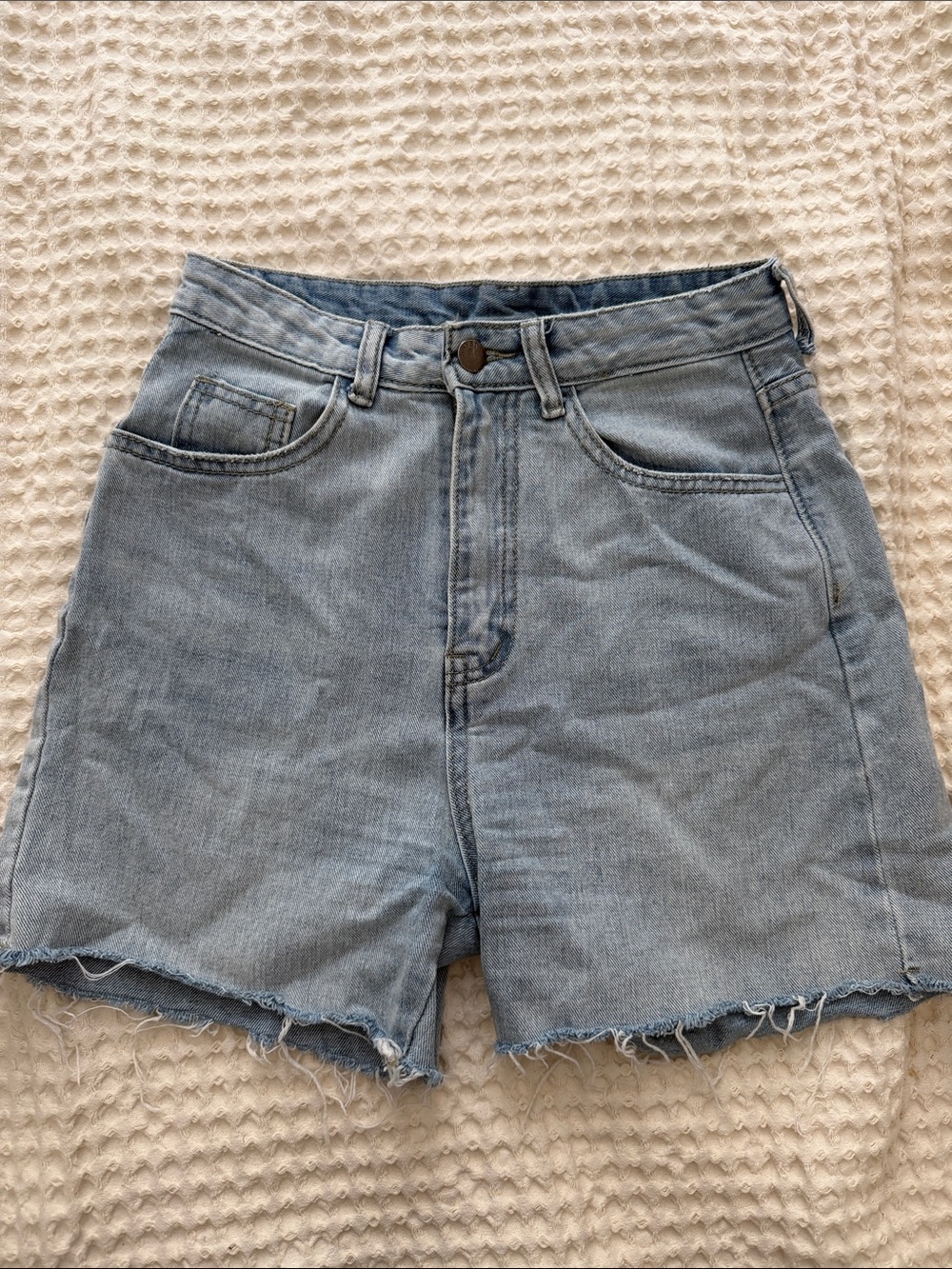 SHEIN Light Blue High-Waist Denim Shorts